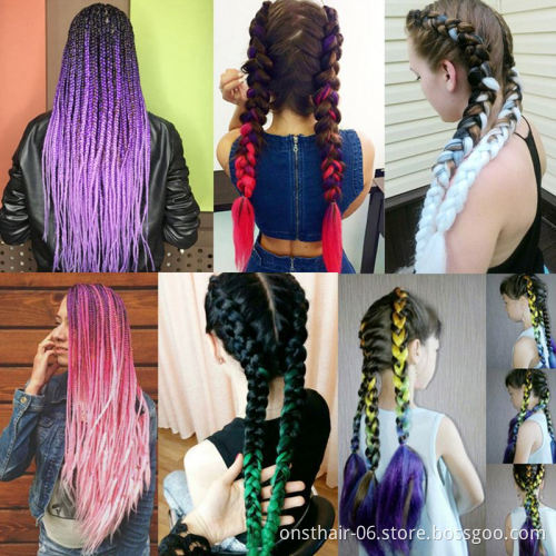 MYZYR 24Inch Jumbo Braids Synthetic Crochet Hair Extensions Ombre Braiding Hair Crochet Braids Rainbow Pink Gray Color 100g